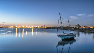 Картинка корабли парусники вечер огни парусник вода