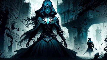 Картинка аниме магия +колдовство +halloween нейросети графика нейроарт ai art нейронные сети рисунки нейро искусство