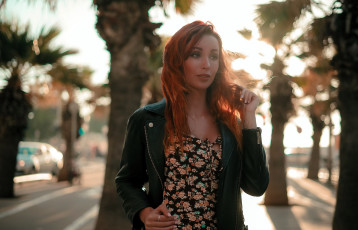 Картинка девушки valery+himera+ lera+himera рыжая платье куртка пальмы