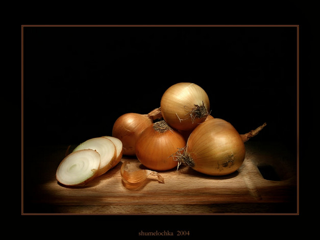 Обои картинки фото шумаева, елена, луковый, этюд, еда, натюрморт