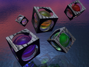 Картинка 3д графика modeling моделирование вода шары квадраты