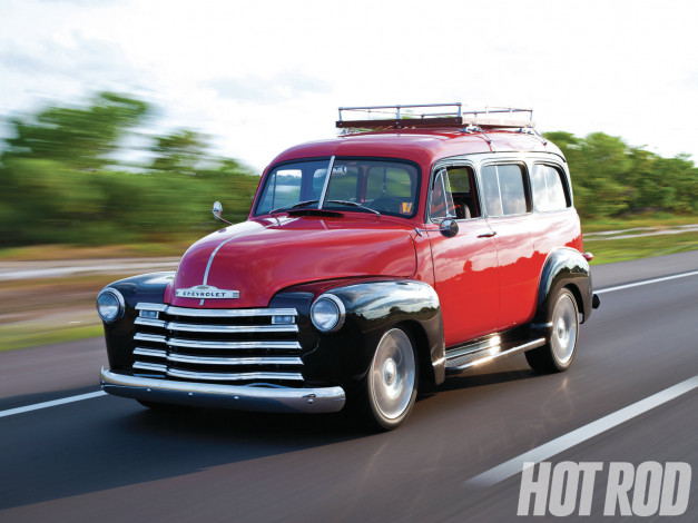 Обои картинки фото 1953, chevrolet, suburban, автомобили, custom, van`s