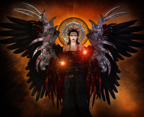 Картинка 3д графика fantasy фантазия крилья девушка свечение