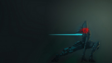 Картинка 3д графика creatures существа киборг меч