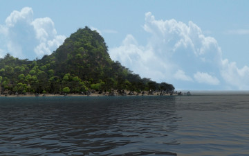 Картинка 3д графика nature landscape природа вода вершина облака