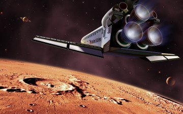 Картинка space exploration космос арт луна шаттл