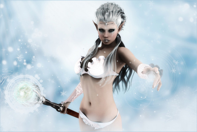 Обои картинки фото 3д, графика, elves, эльфы, жезл, эльф, девушка