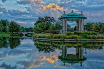 Картинка природа парк мост беседка река