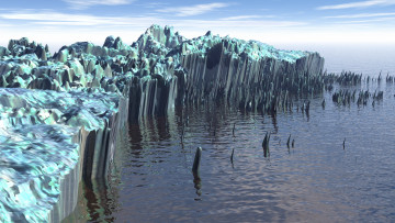 Картинка 3д+графика природа+ nature ледник вода