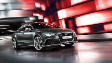 Картинка автомобили audi огни ауди rs7 темный скорость