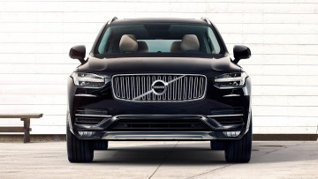 Картинка автомобили volvo xc90 вольво стена черный джип скамейка лавка