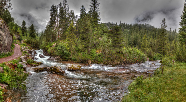 Обои картинки фото природа, реки, озера, лес, тучи, река
