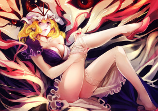 Картинка аниме touhou глаза арт девушка kalalasan yakumo yukari