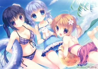 Картинка gochuumon+wa+usagi+desu+ka аниме unknown +другое kafuu chino gochuumon wa usagi desu ka hoto kokoa tedeza rize yukie лето девушки арт