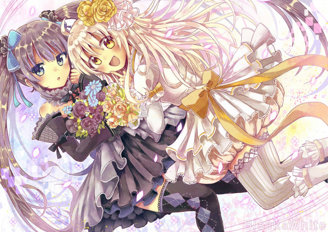 Обои картинки фото аниме, unknown,  другое, цветы, девочки, sakura, oriko