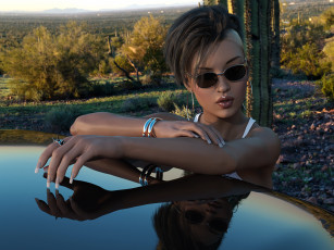 Картинка 3д+графика люди+ people взгляд девушка фон