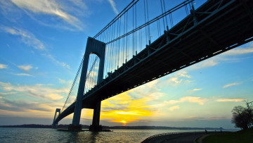 Картинка города -+мосты закат небо река мост