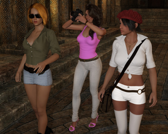 Обои картинки фото berberia, 3д графика, фантазия , fantasy, девушки, фон, взгляд