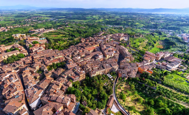 Обои картинки фото сиена,  италия, города, - панорамы, деревья, здания, дома, панорама
