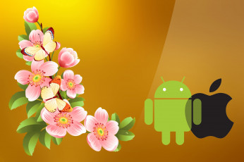 обоя компьютеры, android, фон, логотип