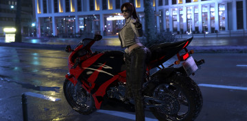 Картинка 3д+графика люди-авто мото+ people-+car+ +moto девушка взгляд фон