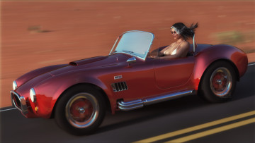 Картинка 3д+графика люди-авто мото+ people-+car+ +moto автомобиль фон взгляд девушка