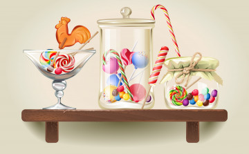 Картинка векторная+графика еда+ food леденцы полка карамель банки