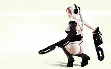 Картинка 3д+графика фантазия+ fantasy девушка оружие фон