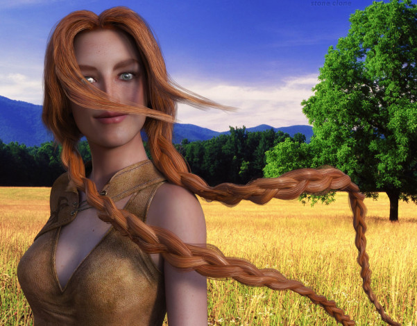 Обои картинки фото 3д графика, люди , people, фон, взгляд, девушка