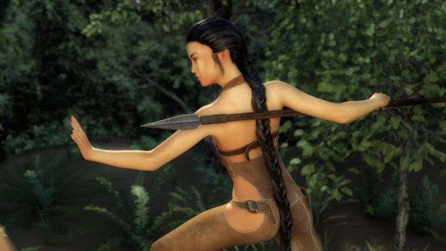 Обои картинки фото 3д графика, амазонки , amazon, фон, взгляд, девушка