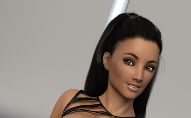 Обои картинки фото 3д графика, портрет , portraits, взгляд, девушка, фон