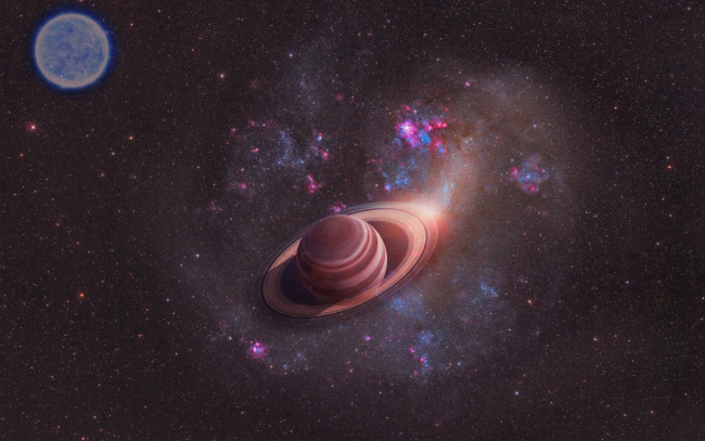 Обои картинки фото космос, сатурн, звезды, вселенная, планеты, галактика