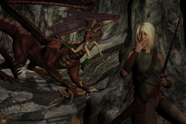 Обои картинки фото 3д графика, фантазия , fantasy, дракон, фон, взгляд, девушка