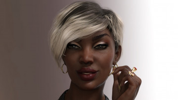 Картинка 3д+графика портрет+ portraits девушка взгляд фон