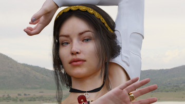 Картинка 3д+графика портрет+ portraits девушка взгляд фон