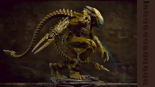 Обои картинки фото календари, фэнтези, робот, существо