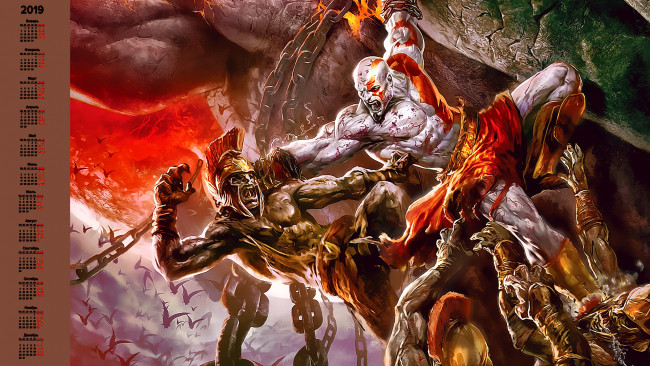 Обои картинки фото календари, видеоигры, мужчина, воин, поединок, существо