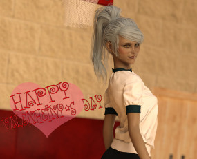 Картинка 3д+графика праздники+ holidays девушка фон взгляд