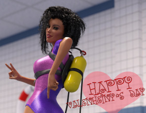 Картинка 3д+графика праздники+ holidays взгляд девушка фон