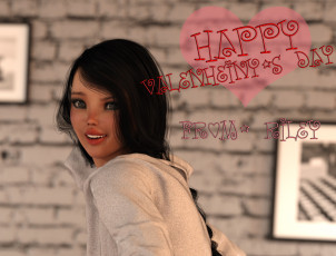 Картинка 3д+графика праздники+ holidays фон взгляд девушка