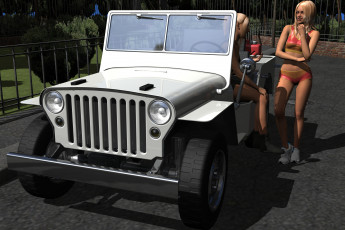 Картинка 3д+графика люди-авто мото+ people-+car+ +moto фон взгляд девушки