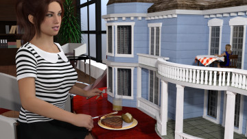 Картинка 3д+графика фантазия+ fantasy фон взгляд девушка