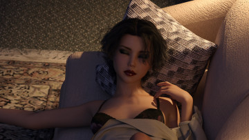 Картинка 3д+графика люди+ people девушка взгляд фон