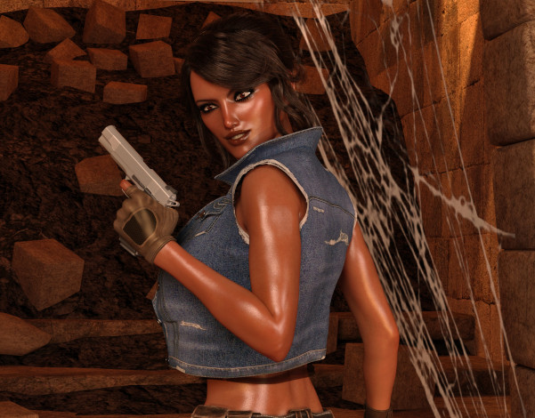 Обои картинки фото 3д графика, фантазия , fantasy, фон, взгляд, девушка