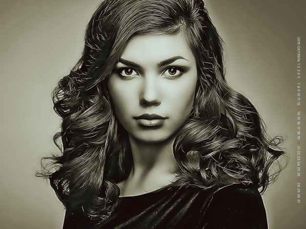 Обои картинки фото календари, компьютерный дизайн, 2019, calendar, модель, взгляд, девушка, женщина