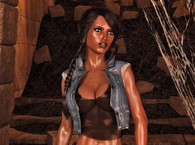 Обои картинки фото 3д графика, фантазия , fantasy, фон, взгляд, девушка