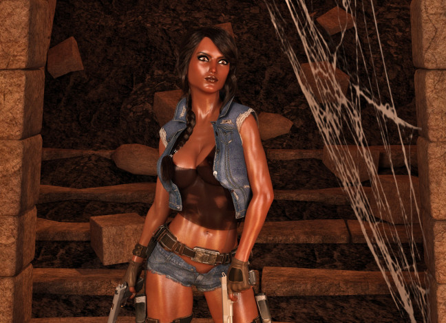 Обои картинки фото 3д графика, фантазия , fantasy, фон, взгляд, девушка