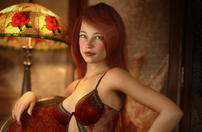 Обои картинки фото 3д графика, люди , people, фон, взгляд, девушка