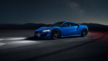 обоя автомобили, acura, nsx, long, beach, blue, pearl, 2021, ночь, фары, акура, купе