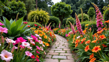 Картинка автор+wp+stl 3д+графика природа+ nature парк аллея деревья цветы